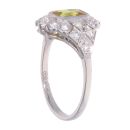 Platinum 1.50ct Yellow Sapphire and 0.55ct Diamond Cluster Ring