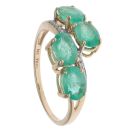 14ct Yellow Gold 0.10ct Diamond and Emerald Four Stone Fancy Ring