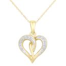 9ct Yellow Gold Diamond Heart Pendant Necklace