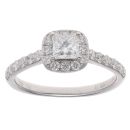 18ct White Gold 0.80ct Princess And Brilliant Cut Diamond Cluster Ring