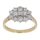 18ct Yellow Gold 0.75ct Princess And Brilliant Cut Diamond Cluster Ring