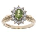 9ct Yellow Gold Cubic Zirconia and Peridot Cluster Ring