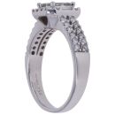 18ct White Gold 1.00ct Princess, Baguette And Brilliant Cut Diamond Cluster Ring