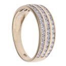 9ct Yellow Gold Cubic Zirconia Three Row Half Eternity Ring
