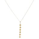 9ct Yellow Gold Yellow Sapphire Cluster Drop Pendant and Chain 18"