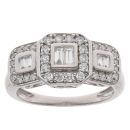 9ct White Gold 0.60ct Baguette And Brilliant Cut Diamond Cluster Ring