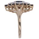 9ct Yellow Gold 0.05ct Brilliant Cut Diamond and Sapphire Cluster Ring