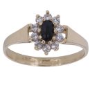 9ct Yellow Gold Cubic Zirconia and Sapphire Cluster Ring