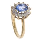 18ct Yellow Gold 0.25ct Brilliant Cut Diamond and Sapphire Cluster Ring