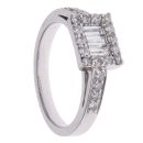 18ct White Gold 0.40ct Brilliant and Baguette Cut Diamond Cluster Ring