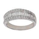 18ct White Gold 0.75ct Brilliant and Baguette Cut Diamond Fancy Ring