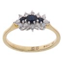 18ct Yellow Gold 0.22ct Diamond and Sapphire Cluster Ring