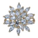 9ct Yellow Gold Aquamarine Flower Cluster Ring