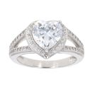Silver Cubic Zirconia Heart Cluster Ring by Icesia