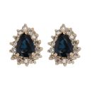 14ct Yellow Gold 0.55ct Brilliant Cut Diamond and Sapphire Cluster Earrings