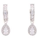 Silver Cubic Zirconia Hoop And Teardrop Charm Earrings by Icesia