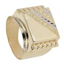 14ct Yellow And White Gold Patterned Signet Ring