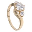 9ct Yellow Gold Cubic Zirconia Three Stone Twist Ring