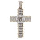 9ct Yellow and White Gold 2.00ct Brilliant Cut Diamond Cross Pendant