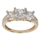 14ct Yellow Gold Cubic Zirconia Three Stone Ring