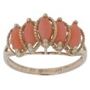 9ct Yellow Gold Coral Five Stone Ring