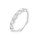 Silver Platinum Plated 0.70ct Oval Cut Lab Grown Diamond Five Stone Ring