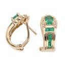 14ct Yellow Gold 0.07ct Diamond and Emerald Cluster Earrings