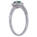 9ct White Gold 0.30ct Brilliant Cut Diamond and Emerald Cluster Ring
