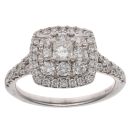 Platinum 1.00ct Princess And Brilliant Cut Diamond Cluster Ring
