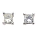 18ct White Gold 0.75ct Princess Cut Diamond Solitaire Earrings