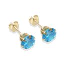 9ct Yellow Gold Blue Cubic Zirconia Stud Earrings 6mm