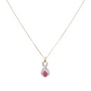 9ct Yellow Gold 0.05ct Brilliant Cut Diamond and Ruby Pendant and Chain 18"