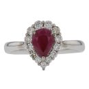 9ct White Gold 0.37ct Diamond And Ruby Ring