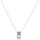 18ct Yellow Gold 0.10ct Diamond and Blue Topaz Pendant and Chain 18"