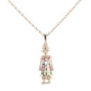 9ct Yellow Gold Cubic Zirconia and Multi Gemstone Clown Pendant and Chain 20"
