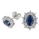 9ct White Gold Sapphire and Diamond Cluster Earrings