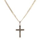 9ct Yellow Gold Cross Pendant and Double Curb Chain 20"