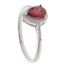 Silver Red Gemstone And Cubic Zirconia Cluster Ring By Icesia