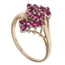 9ct Yellow Gold Created Ruby Cluster Ring