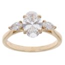 9ct Yellow Gold 1.90ct Oval And Pear Cut Lab Grown Diamond Trilogy Ring