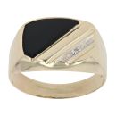 9ct Yellow Gold 0.01ct Diamond and Onyx Signet Ring