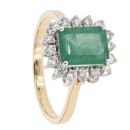 18ct Yellow Gold Diamond and Emerald Cluster Ring by Anya Belle