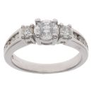 14ct White Gold 0.80ct Brilliant Cut Diamond Trilogy Ring