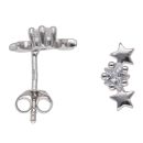 Silver Cubic Zirconia Triple Star Stud Earrings By Icesia