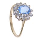 9ct Yellow Gold Cubic Zirconia Created Blue Quartz Cluster Ring