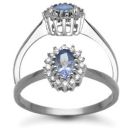 9ct White Gold 0.12ct Diamond & Tanzanite Ring