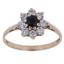 9ct Yellow Gold Sapphire and Cubic Zirconia Cluster Ring