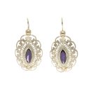 14ct Yellow Gold Large Purple Stone Set Earrings