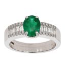 18ct White Gold Emerald and Diamond Ring