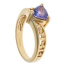 18ct Yellow Gold Tanzanite Greek Key Wishbone Ring